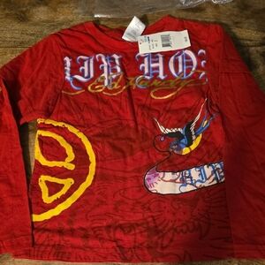 Ed Hardy Red Kids Long Sleeve Graphic Tee